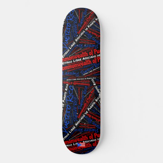 Puerto Rico Nationale Trots Wordcloud Skateboard (Voorkant)