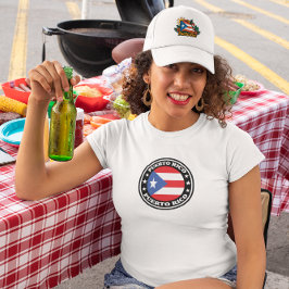 Puerto Rico Nationale Vlag Ronde van Logo T-shirt