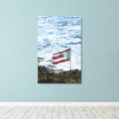 Puerto Rico, Old San Juan, vlag van Puerto-rijst Canvas Afdruk (Insitu (Houten vloer))