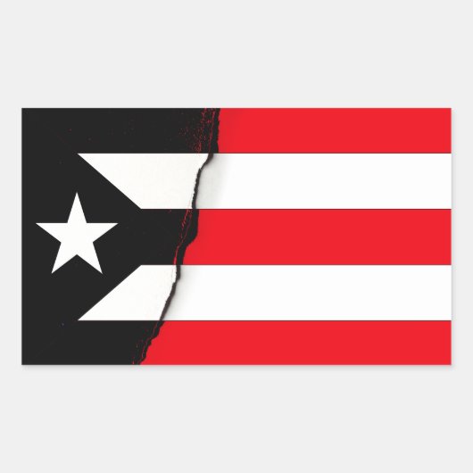 Puerto Rico Onafhankelijkheid Zwart-wit Vlag Rechthoekige Sticker (Voorkant)