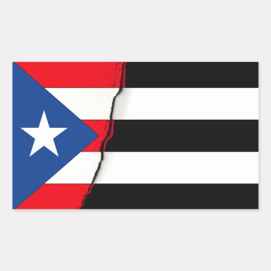 Puerto Rico Onafhankelijkheid Zwart-wit Vlag Rechthoekige Sticker (Voorkant)