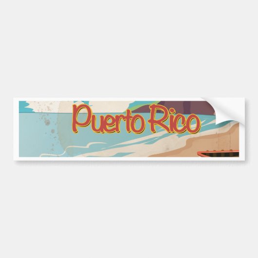 Puerto Rico Oude Reisposter Bumpersticker (Voorkant)