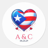 Puerto Rico paar hart bruiloft Ronde Sticker (Voorkant)