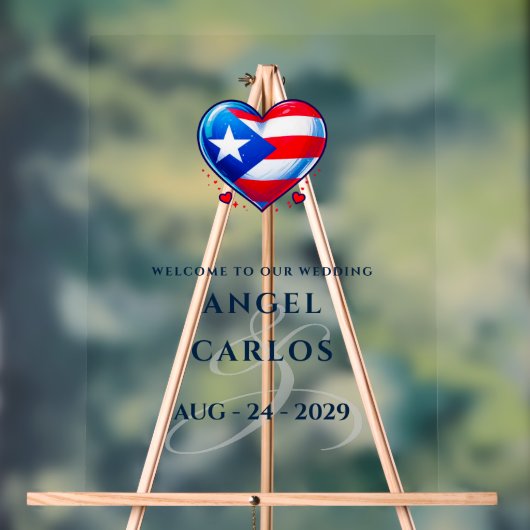 Puerto Rico paar hart bruiloft welkom Acryl Bord (Neutraal)