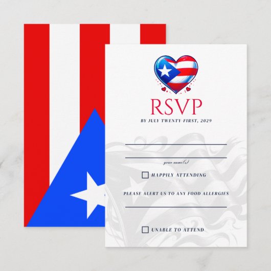 Puerto Rico Paar RSVP Kaartje (Voorkant / Achterkant)