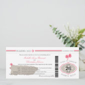 Puerto Rico Palm Tree Wedding Boarding Pass Kaart (Staand voorkant)