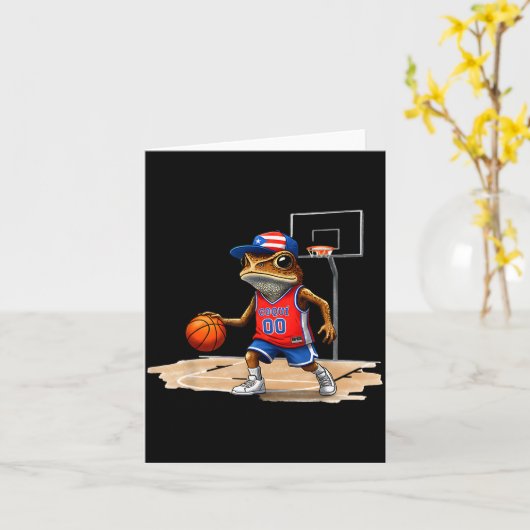 Puerto Rico Patriotic Flag Boricua Fun Basketball  Kaart (Gele Bloem)