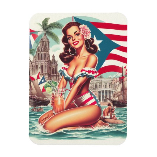 Puerto Rico Pin-Up Magneet (Verticaal)