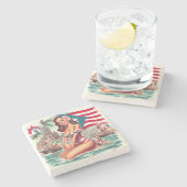  Puerto Rico Pin-Up Stenen Onderzetter (Zijkant)