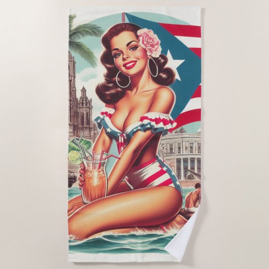 Puerto Rico Pin-Up Strandlaken (Voorkant)
