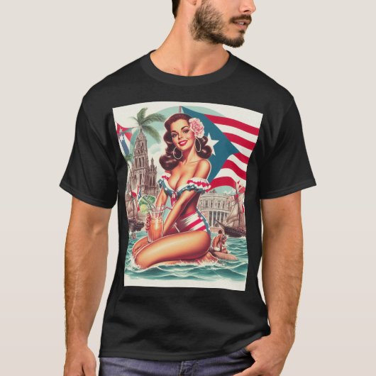  Puerto Rico Pin-Up T-shirt (Voorkant)