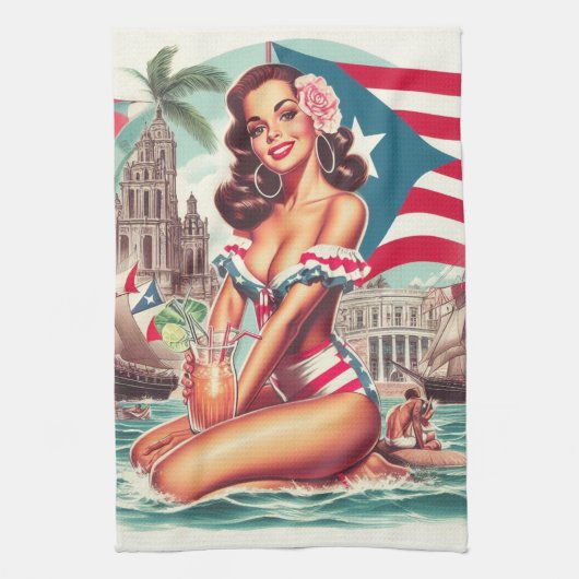  Puerto Rico Pin-Up Theedoek (Verticaal)