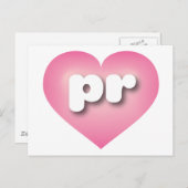 Puerto Rico Pink Fade Heart - Ik hou van PR Briefkaart (Voorkant / Achterkant)