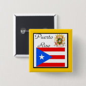 Puerto Rico Pinknop Vierkante Button 5,1 Cm (Voorkant /achterkant)