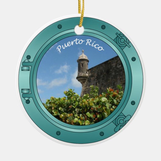 Puerto Rico Porthole Keramisch Ornament (Voorkant)