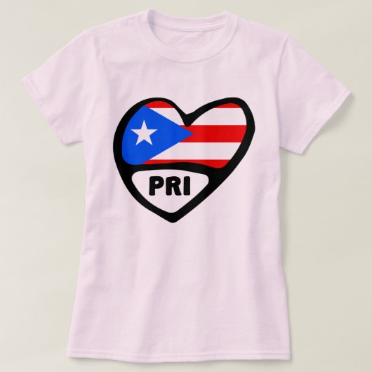 Puerto Rico PRI Hartvlag T-shirt (Design voorkant)