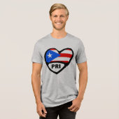Puerto Rico PRI Hartvlag Tri-Blend Shirt (Voorkant volledig)