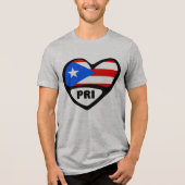 Puerto Rico PRI Hartvlag Tri-Blend Shirt (Voorkant)