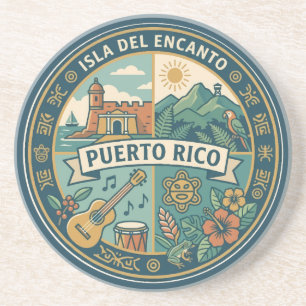 Puerto Rico Puerto Ricaanse Cultuur Illustratie Zandsteen Onderzetter