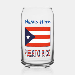 Puerto Rico Puerto Ricaanse vlag Blauwe Personalis Blikvorm Glas