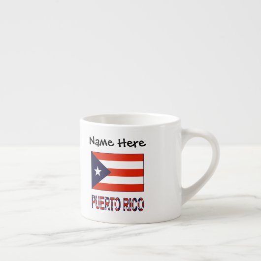 Puerto Rico Puerto Ricaanse vlag Blauwe Personalis Espresso Kop (Rechts)