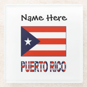 Puerto Rico Puerto Ricaanse vlag Blauwe Personalis Glazen Onderzetter