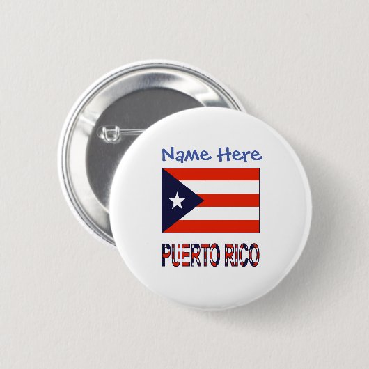 Puerto Rico Puerto Ricaanse vlag Blauwe Personalis Ronde Button 5,7 Cm (Voorkant /achterkant)