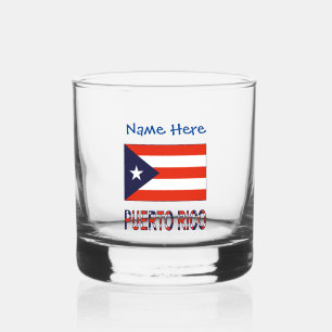 Puerto Rico Puerto Ricaanse vlag Blauwe Personalis Whisky Glas