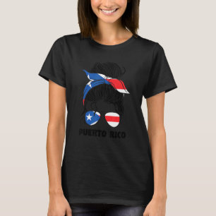 Puerto Rico Puerto Rican Girl Messy Bun Roots 1 T-shirt