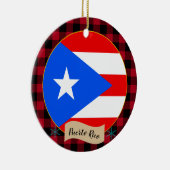 Puerto Rico, Red buffalo plaid & Puerto Ricaanse v Keramisch Ornament (Rechts)