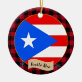 Puerto Rico, Red buffalo plaid & Puerto Ricaanse v Keramisch Ornament (Voorkant)