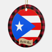 Puerto Rico, Red buffalo plaid & Puerto Ricaanse v Keramisch Ornament (Links)