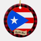Puerto Rico, Red buffalo plaid & Puerto Ricaanse v Keramisch Ornament (Achterkant)