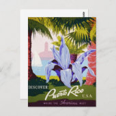  Puerto Rico-reis - Tropische Kunst Deco Briefkaart (Voorkant / Achterkant)