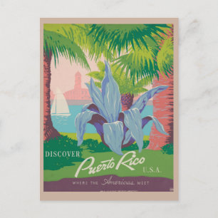Puerto Rico Retro Beach Reizen Briefkaart