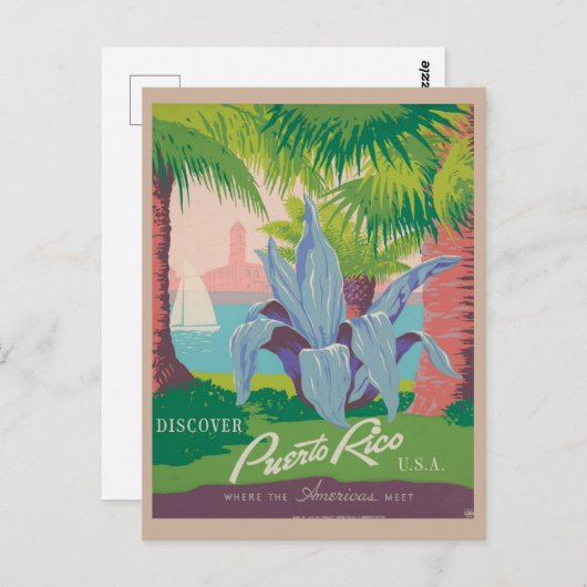  Puerto Rico Retro Beach Reizen Briefkaart (Voorkant / Achterkant)