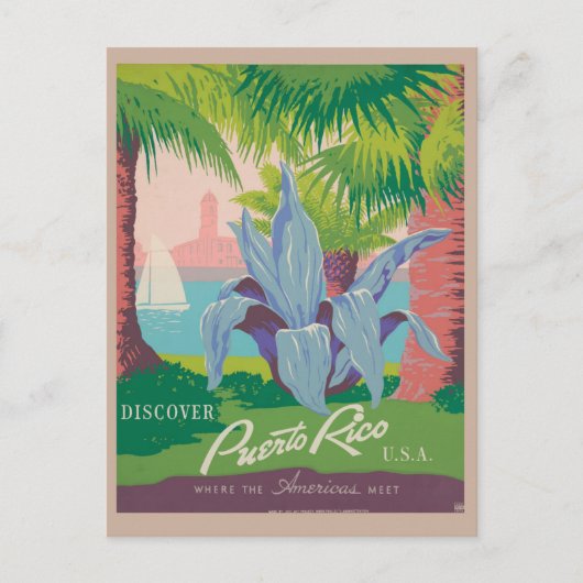  Puerto Rico Retro Beach Reizen Briefkaart (Voorkant)