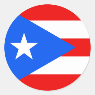 Puerto Rico/Ricaanse vlag. Verenigde Staten, Veren Ronde Sticker