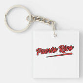 Puerto Rico Rode Typografie Sleutelhanger (voorkant)