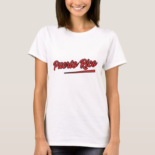 Puerto Rico Rode Typografie T-shirt (Voorkant)