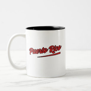 Puerto Rico Rode Typografie Tweekleurige Koffiemok