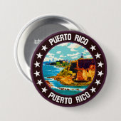 Puerto Rico Ronde Button 7,6 Cm (Voorkant /achterkant)