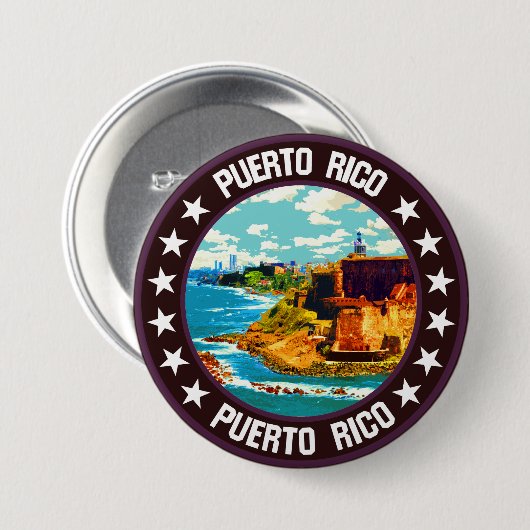 Puerto Rico Ronde Button 7,6 Cm (Voorkant /achterkant)