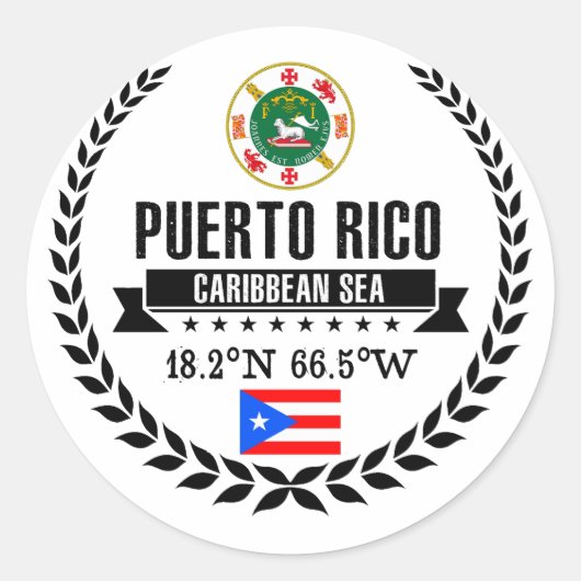 Puerto Rico Ronde Sticker (Voorkant)