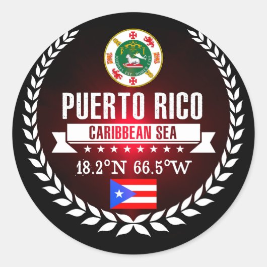 Puerto Rico Ronde Sticker (Voorkant)