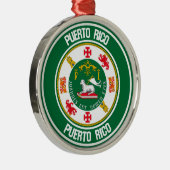 Puerto Rico Round Emblem Metalen Ornament (Rechts)