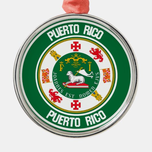 Puerto Rico Round Emblem Metalen Ornament (Voorkant)