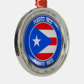 Puerto Rico Round Emblem Metalen Ornament (Rechts)