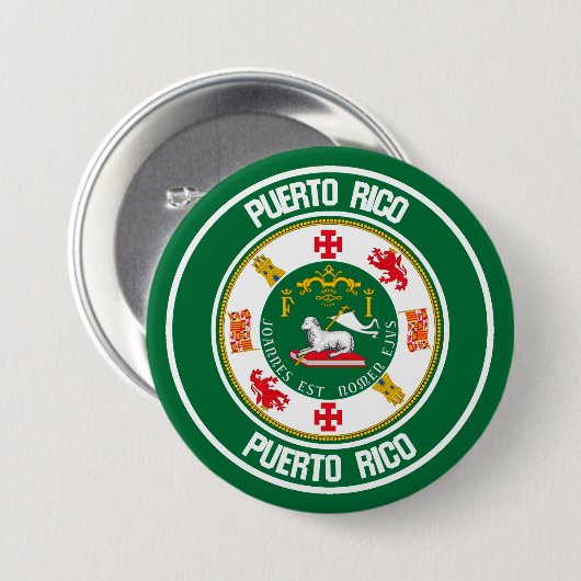 Puerto Rico Round Emblem Ronde Button 7,6 Cm (Voorkant /achterkant)