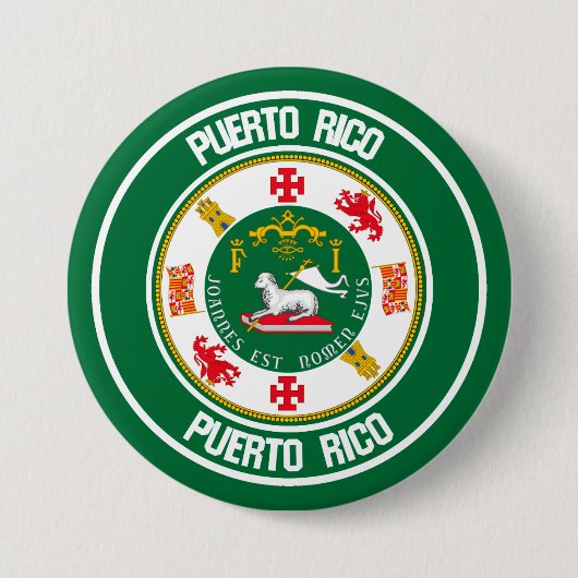 Puerto Rico Round Emblem Ronde Button 7,6 Cm (Voorkant)